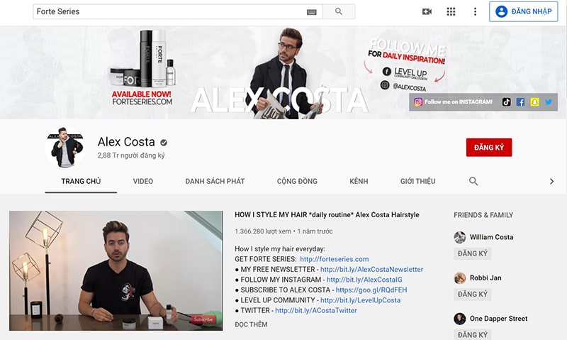Youtuber Alex Costa