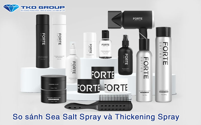 So sánh xịt tạo phồng Forte Series Sea Salt Spray và Thickening Spray